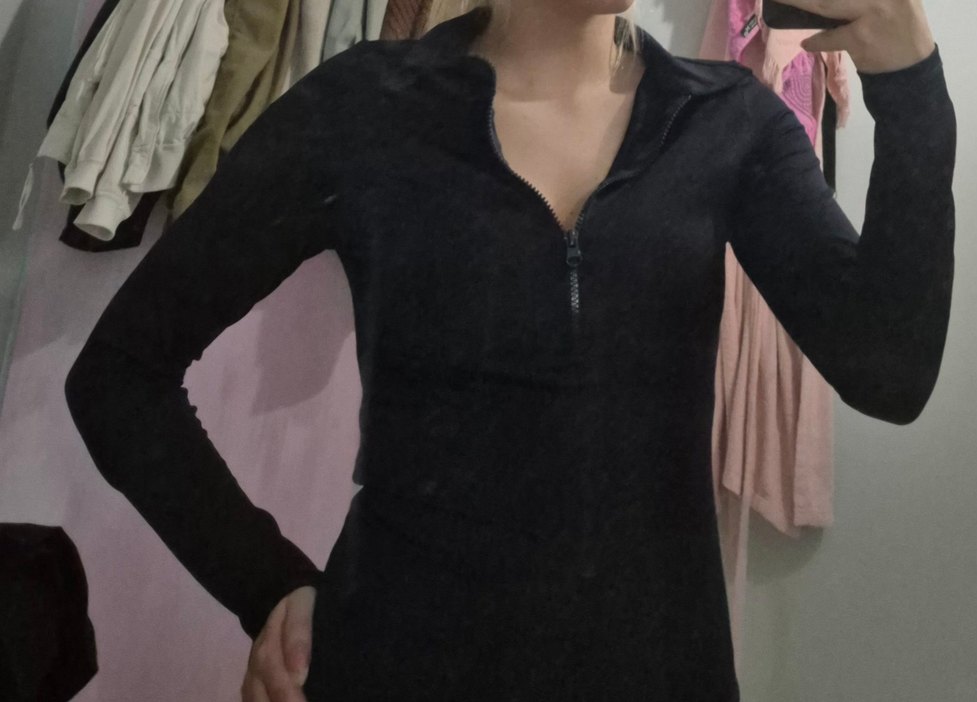 lacivert fermuarlı çıt çıtlı bluz - Görsel 3