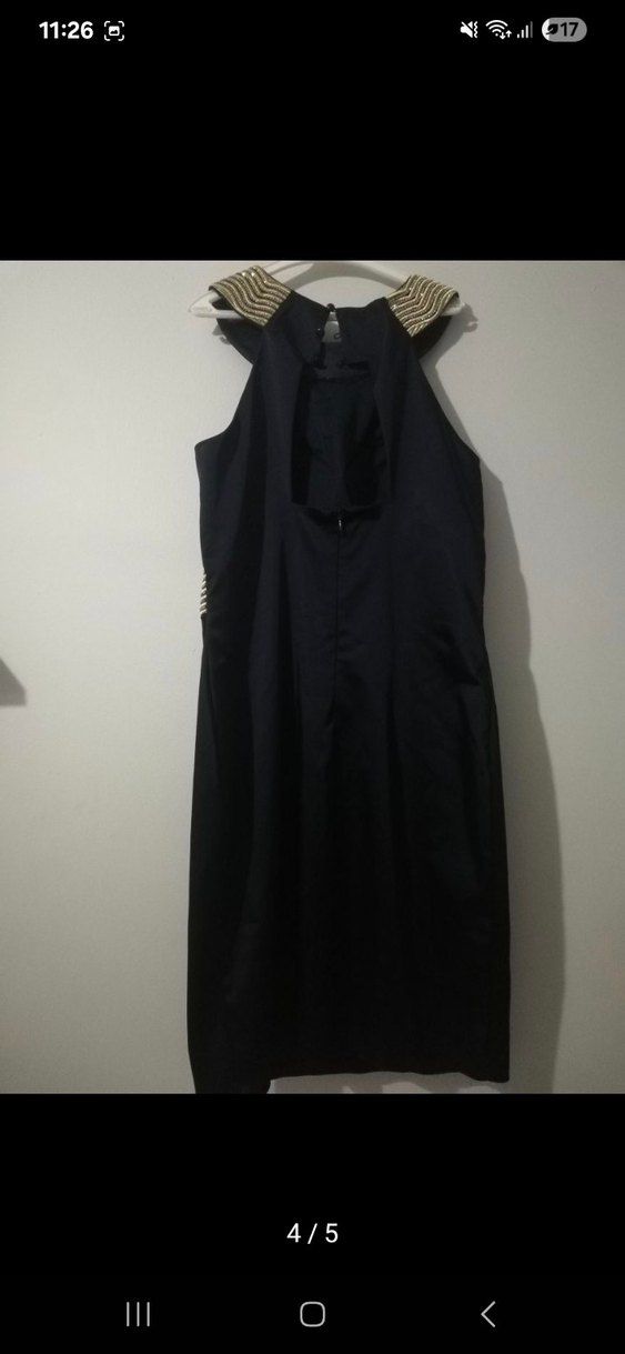 Kadın Siyah Midi İşlemeli Kemerli Abiye Elbise - Görsel 4