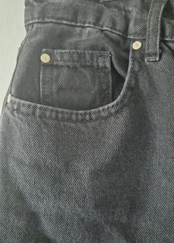 siyah yüksek bel kot pantolon - Görsel 3