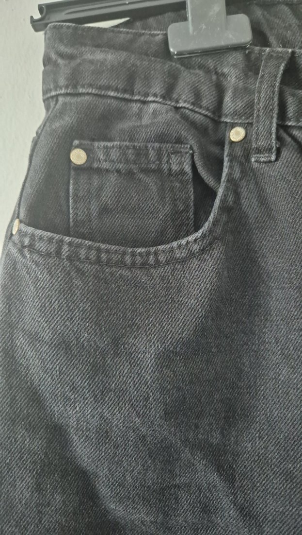 siyah yüksek bel kot pantolon - Görsel 3