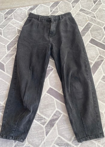 Siyah Loose Fit Midi Kadın Kot Pantolon