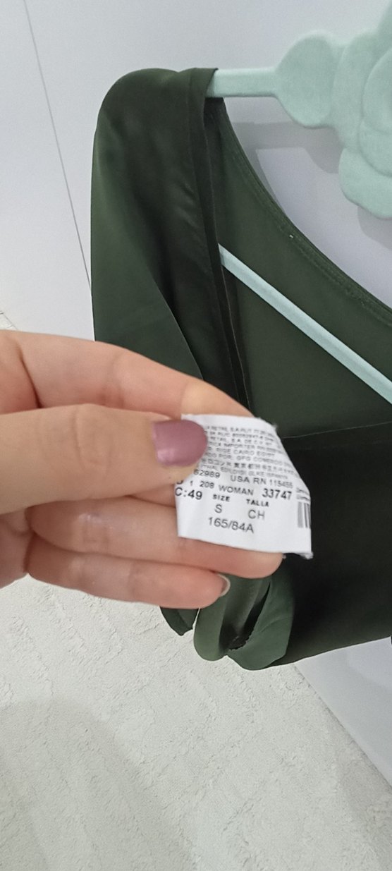 Kadın Haki V Yaka Kısa Kollu Bluz - Görsel 4