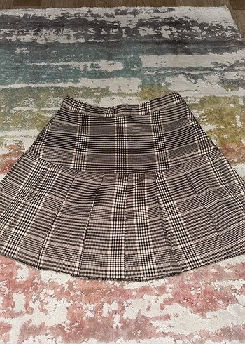 H&M Kiz Cocuk Ekose Desenli Pileli Etek