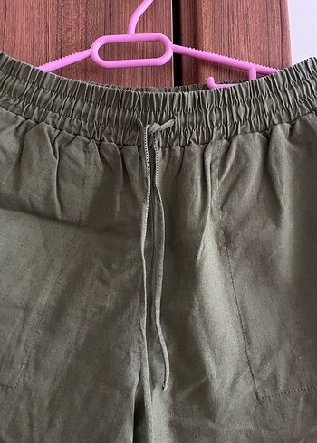 36 Beden yeşil Renk Koton Keten Pantolon