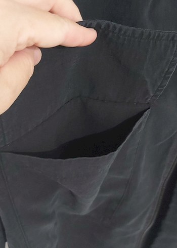 ikoll marka siyah fermuarli ince trenkot kap - Görsel 6