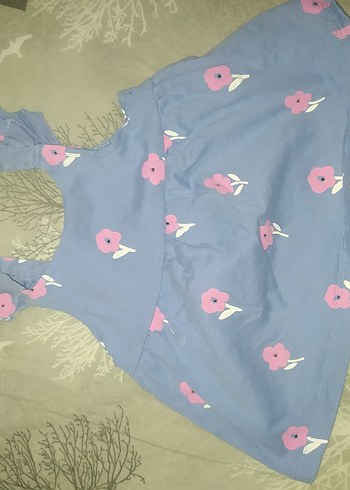 Diğer Kız Çocuk Mavi Çiçekli Fırfırlı Elbise