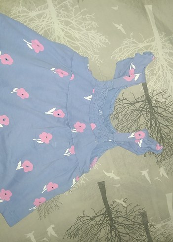 Kız Çocuk Mavi Çiçekli Fırfırlı Elbise