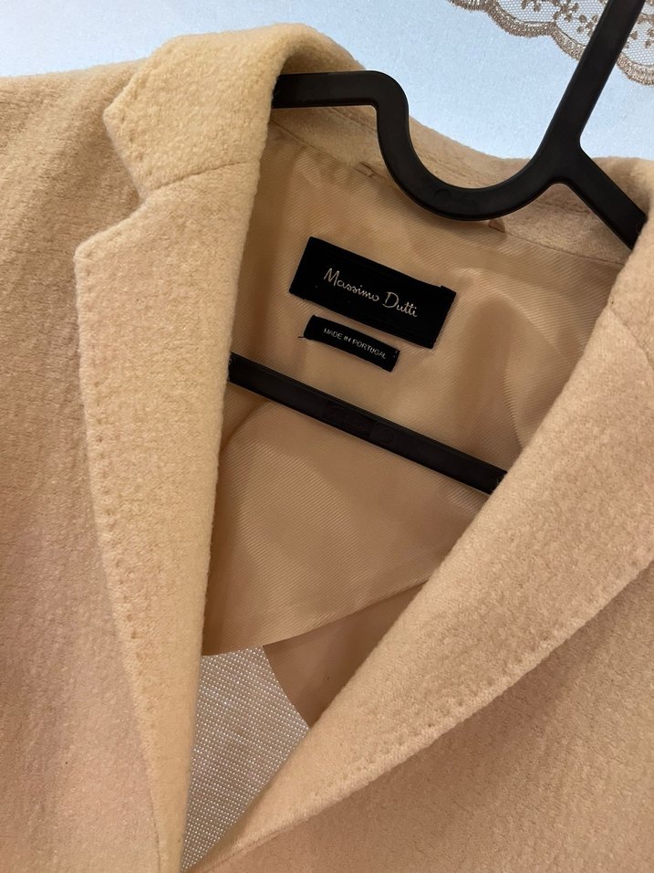 Bej Kadın Yün Ceket, Düğmeli, Ofis Şıklığı - Görsel 2