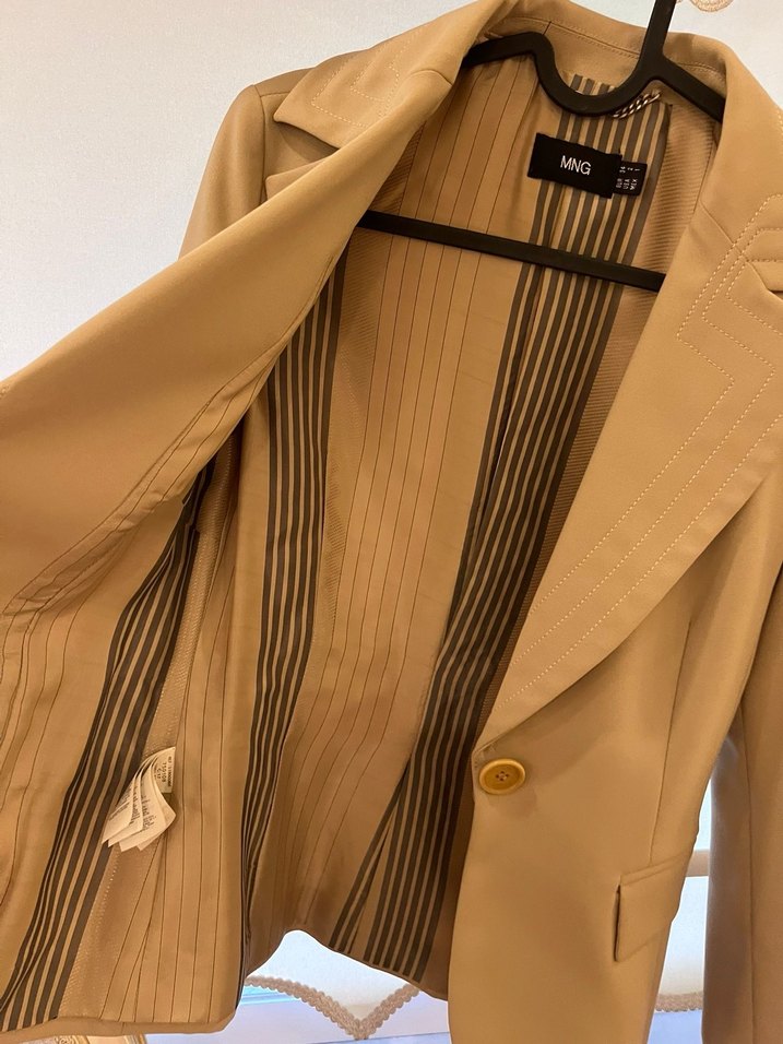 Bej Düğmeli Kadın Blazer Ceket - Görsel 2