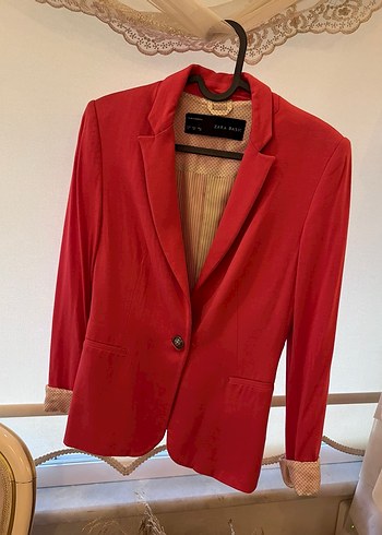 Kırmızı Düğmeli Kadın Blazer Ceket - Görsel 2