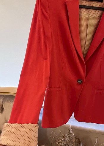 Kırmızı Düğmeli Kadın Blazer Ceket - Görsel 3