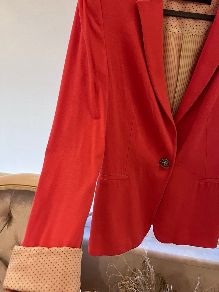 Kırmızı Düğmeli Kadın Blazer Ceket - Görsel 3