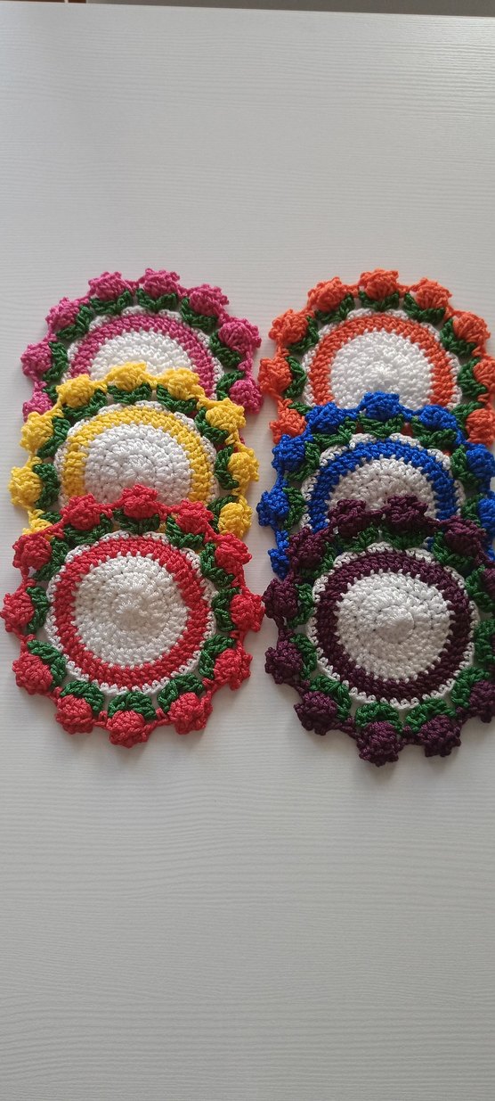 Renkli Bohem Örgü Bardak Altlıkları - Görsel 2