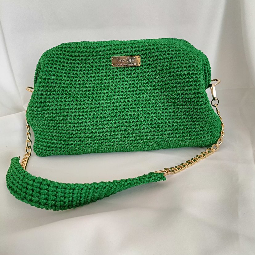 Yeşil Örgü Kadın Çanta - Görsel 3