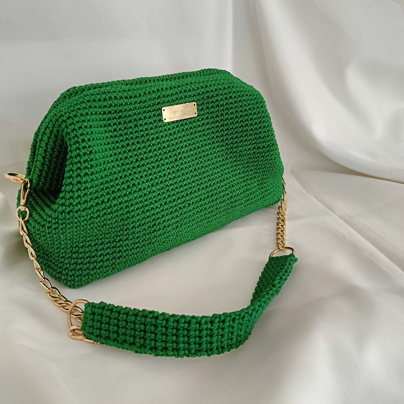 Yeşil Örgü Kadın Çanta - Görsel 2