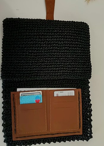 Siyah Örgü Kadın Clutch Çanta - Görsel 5