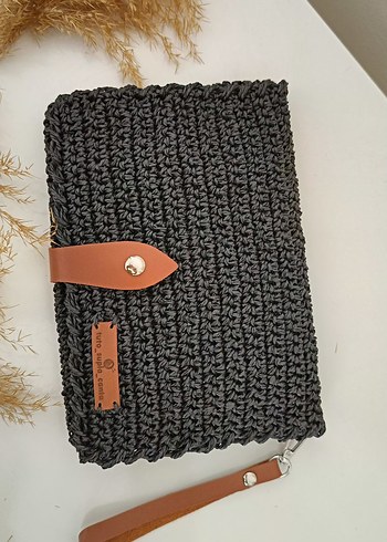 Siyah Örgü Kadın Clutch Çanta - Görsel 6