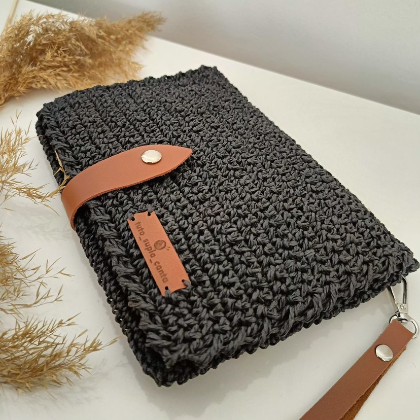 Siyah Örgü Kadın Clutch Çanta - Görsel 2