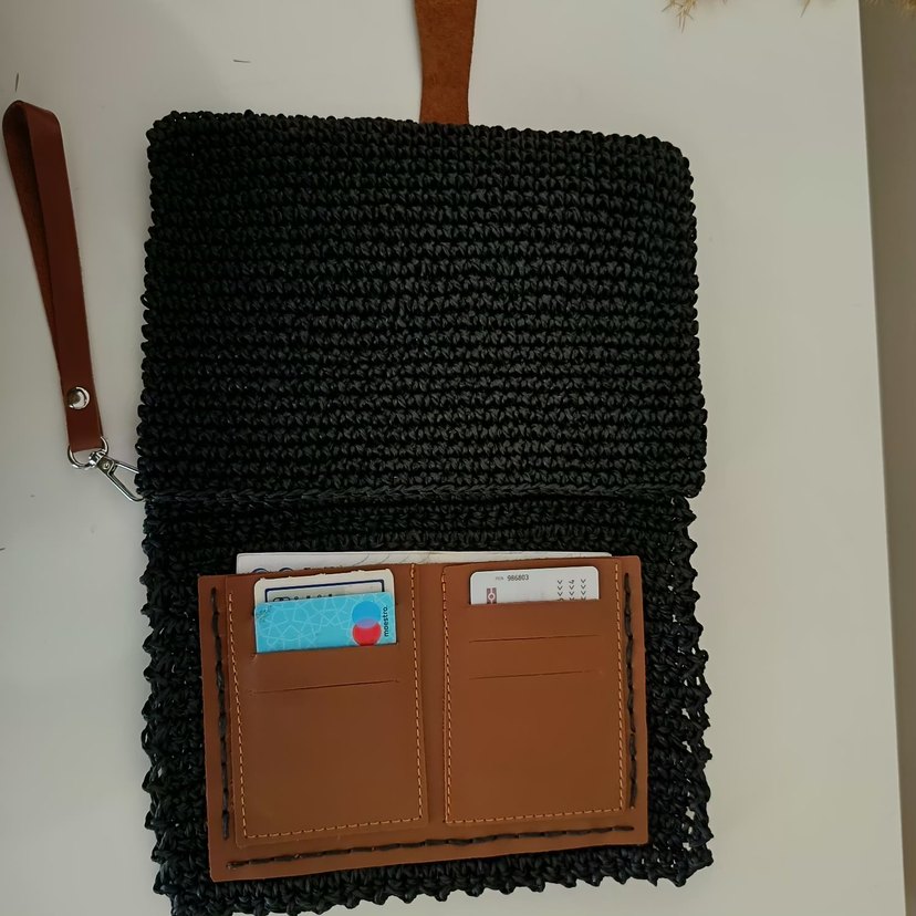 Siyah Örgü Kadın Clutch Çanta - Görsel 5