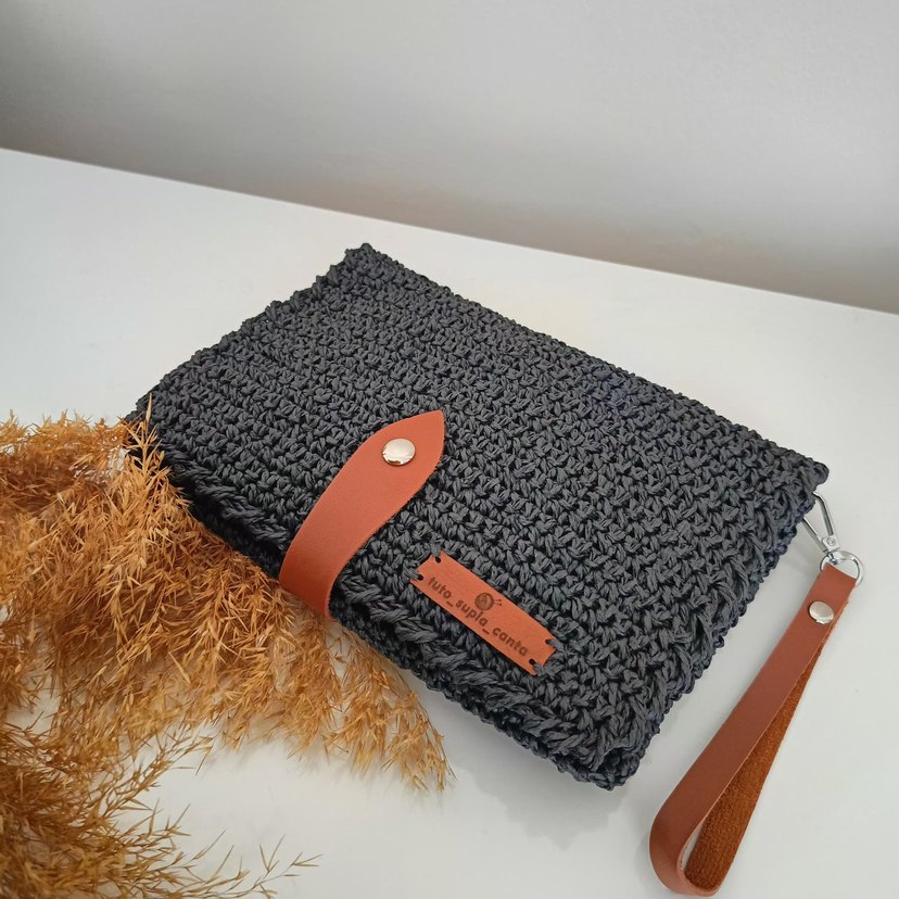 Siyah Örgü Kadın Clutch Çanta - Görsel 4