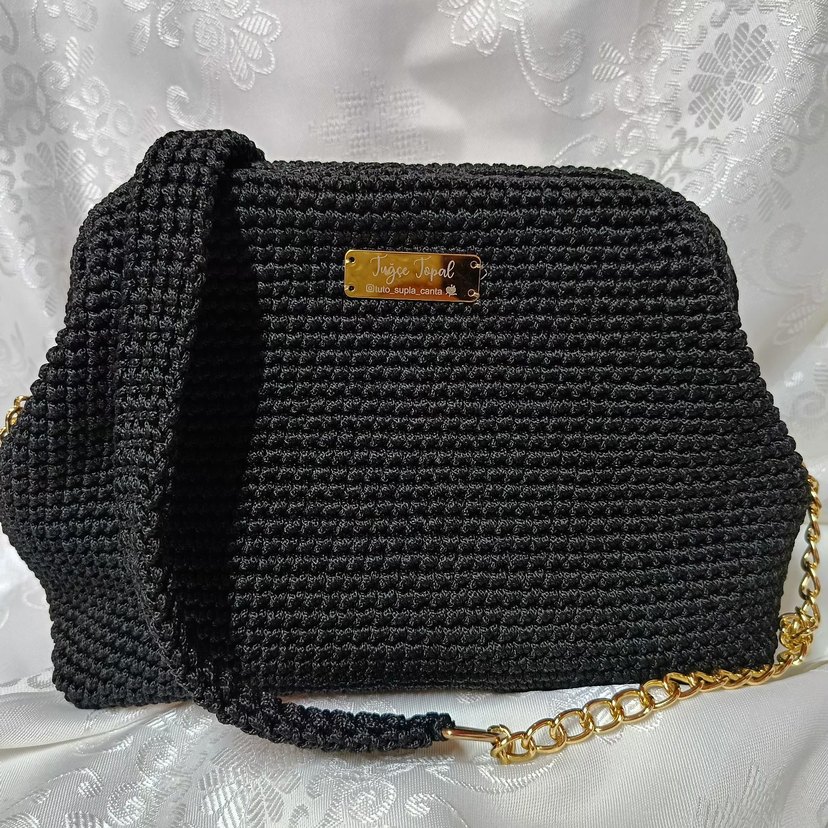 Siyah Örgü Kadın Çanta - Görsel 2