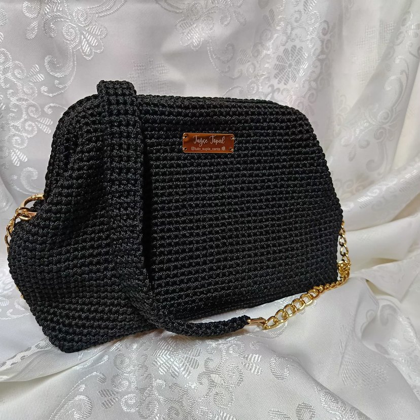 Siyah Örgü Kadın Çanta - Görsel 5