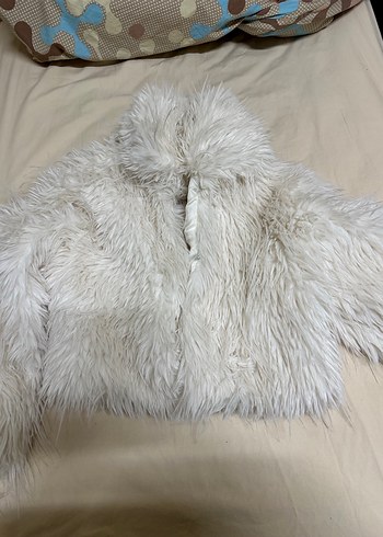 Bohem Midi Beyaz Kadın Suni Kürk Ceket - Görsel 4
