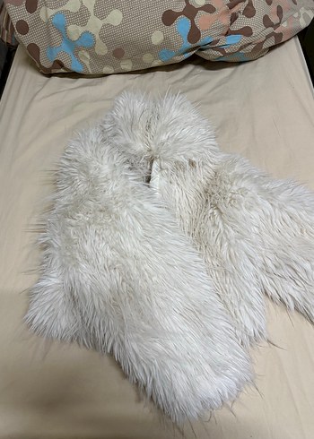 Bohem Midi Beyaz Kadın Suni Kürk Ceket - Görsel 3