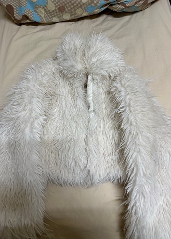 Bohem Midi Beyaz Kadın Suni Kürk Ceket - Görsel 2
