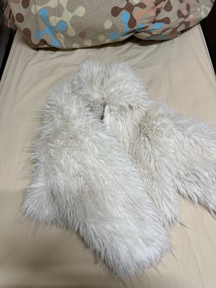 Bohem Midi Beyaz Kadın Suni Kürk Ceket - Görsel 3