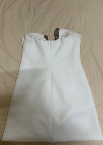 Beyaz Straplez Mini Abiye Elbise - Görsel 4