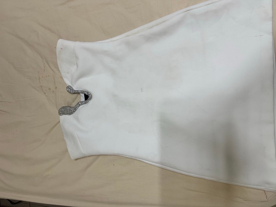 Beyaz Straplez Mini Abiye Elbise - Görsel 2