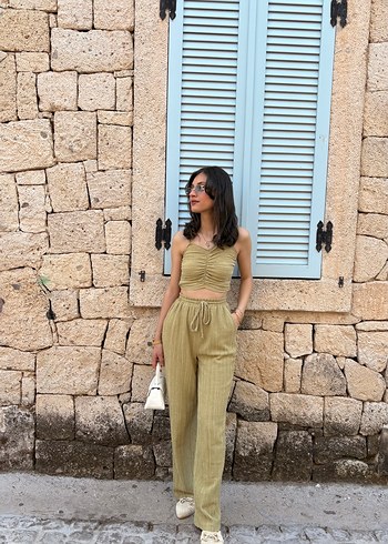 Kadın Camel Zebra Desenli Uzun Tulum