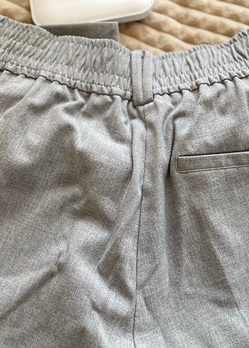 Diğer FARUK EKİN Gri Regular Fit Keten Pilili Kadın Pantolon