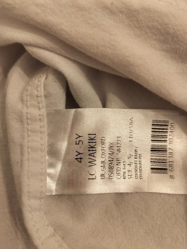 4-5 Yaş Çocuk Beyaz Pamuklu Gömlek - Görsel 4