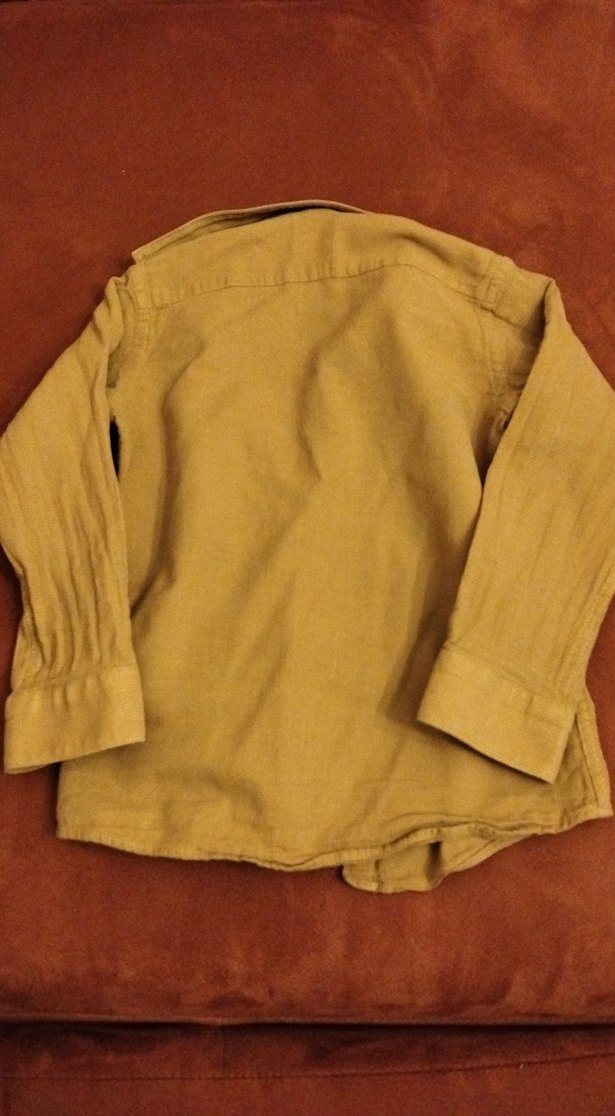 Düğmeli Hardal Sarısı Keten Çocuk Gömlek - Görsel 3