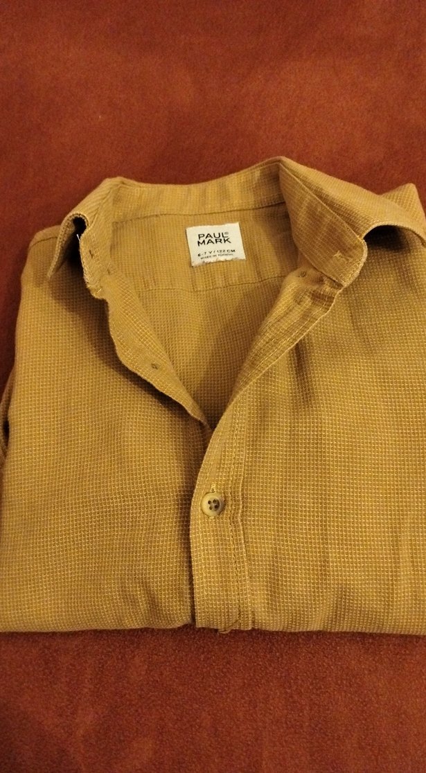 Düğmeli Hardal Sarısı Keten Çocuk Gömlek - Görsel 4