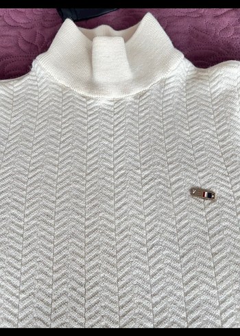 Kadın Beyaz Triko balıkçı yaka Boğazlı  Kazak - Görsel 4