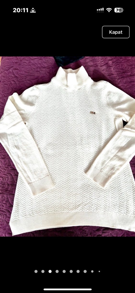 Kadın Beyaz Triko balıkçı yaka Boğazlı  Kazak - Görsel 3
