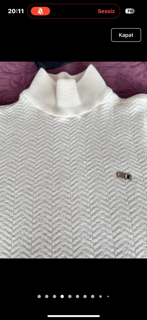 Kadın Beyaz Triko balıkçı yaka Boğazlı  Kazak - Görsel 4