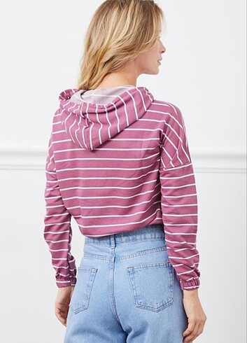 xl Beden kapşonlu Sweat fuşya