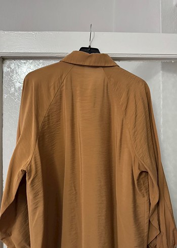l Beden camel Renk Uzun Kollu Salaş Kadın Gömlek