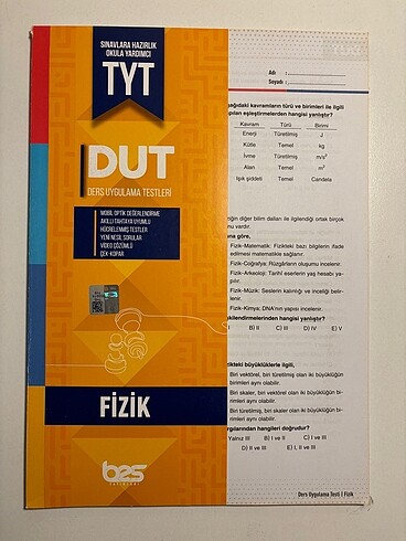 BES yayınları TYT fizik dut