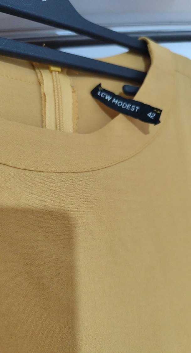 Sarı Uzun Kollu Salaş hamile elbisesi - Görsel 2