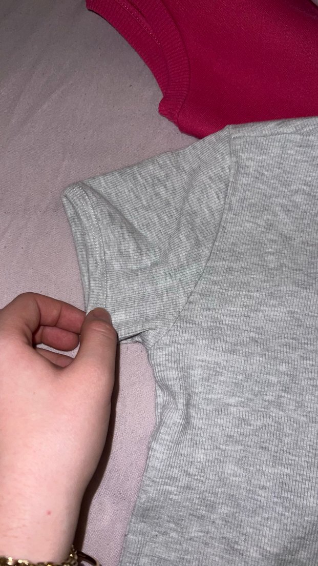 Gri Kısa Kollu Tişört/Crop - Görsel 2