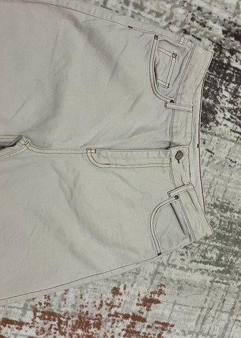 Ekru Yüksek Bel Comfort/Esnek Mom Kesik Paça Jean - Görsel 6