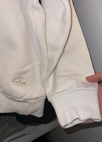 Beyaz Bisiklet Yaka Basic Sweatshirt - Görsel 3