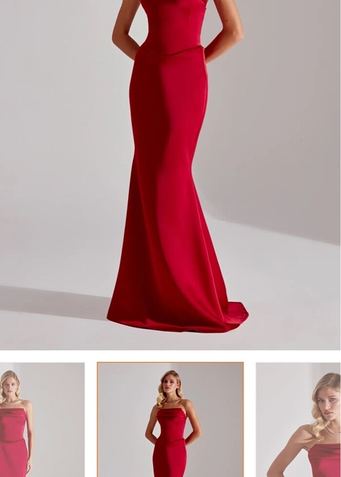 Kırmızı korse ve etek - Görsel 2