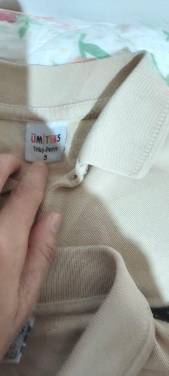 Bej Renkli Erkek Çocuk Uzun Kollu Polo Yaka Tişört - Görsel 5