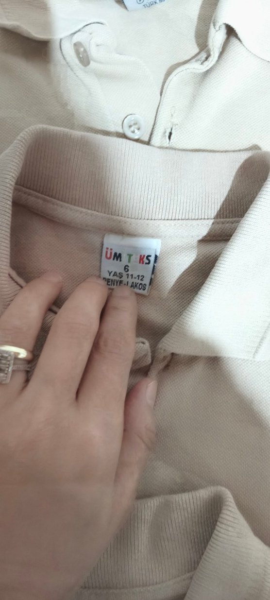 Bej Renkli Erkek Çocuk Uzun Kollu Polo Yaka Tişört - Görsel 4